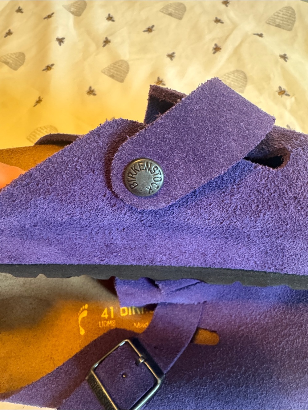 Birkenstock Purple Suede Boston Clogs with Buckle - Picture 3 of 6